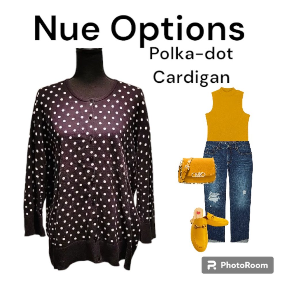 Nue Options Polka-dot Cardigan, 2X